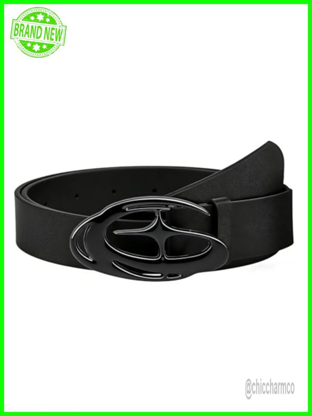 Studded Belt Y2K Faux Leather Star Buckle Double Grommet Punk Goth